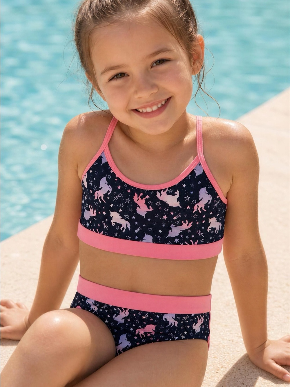 Lands' End Girls Unicorn Print Bikini Set Size 12